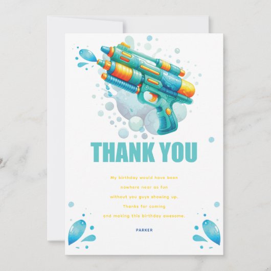 Water Pistool Custom Boy Verjaardag Bedankkaart (Voorkant)
