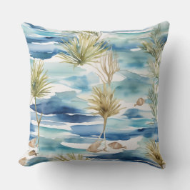 Water Planten Bladeren & Vis Aquarelle Decor Kussen
