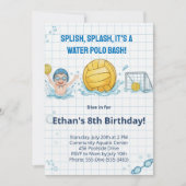 Water Polo Pool Party Boy Birthday Invitation (Devant)