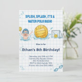 Water Polo Pool Party Boy Birthday Invitation (Debout devant)