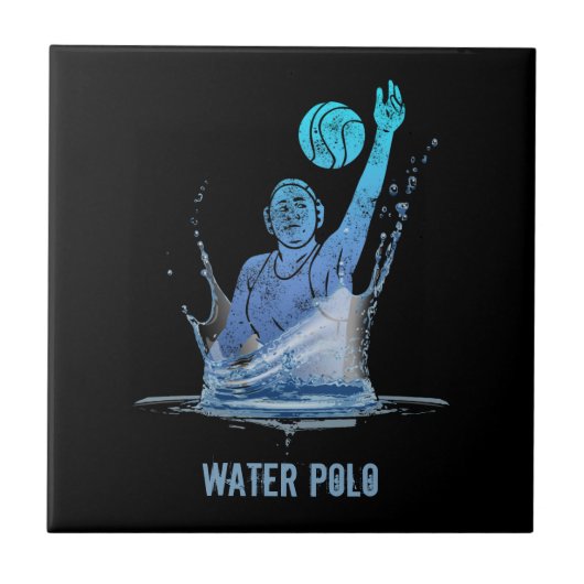 Water Polo  sporter met bal Tegeltje (Voorkant)