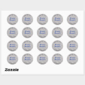 Water Proof, Blue Text, DIY 3 Text Lines & Photo Ronde Sticker (Vel)