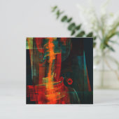 Water Sinaasappel Rood Blauw Modern Abstract Kunst (Staand voorkant)