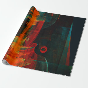 Water Sinaasappel Rood Blauw Modern Abstract Kunst Cadeaupapier