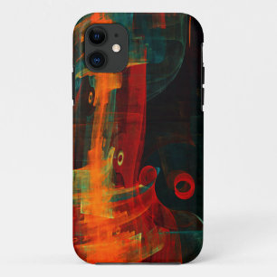Water Sinaasappel Rood Blauw Modern Abstract Kunst iPhone 11 Hoesje
