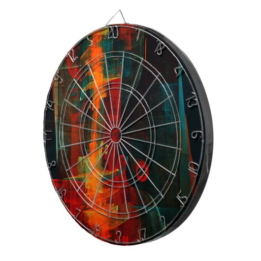 Water Sinaasappel Rood Blauw Modern Abstract Kunst Dartbord (Voorkant Rechts)