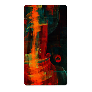 Water Sinaasappel Rood Blauw Modern Abstract Kunst Etiket