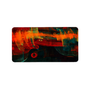Water Sinaasappel Rood Blauw Modern Abstract Kunst Etiket