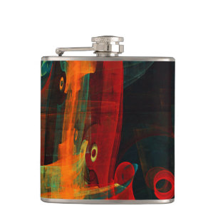 Water Sinaasappel Rood Blauw Modern Abstract Kunst Heupfles