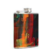 Water Sinaasappel Rood Blauw Modern Abstract Kunst Heupfles (Rechts)