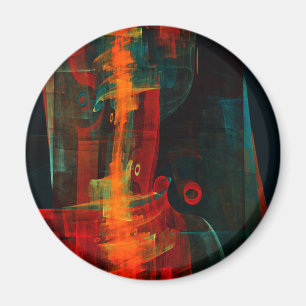 Water Sinaasappel Rood Blauw Modern Abstract Kunst Magneet
