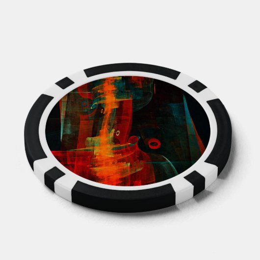 Water Sinaasappel Rood Blauw Modern Abstract Kunst Poker Chips (Enkel)