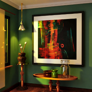 Water Sinaasappel Rood Blauw Modern Abstract Kunst Poster