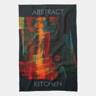Water Sinaasappel Rood Blauw Modern Abstract Kunst Theedoek