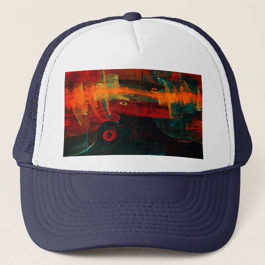Water Sinaasappel Rood Blauw Modern Abstract Kunst Trucker Pet (Voorkant)