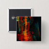 Water Sinaasappel Rood Blauw Modern Abstract Kunst Vierkante Button 5,1 Cm (Voorkant /achterkant)