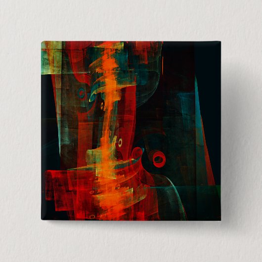 Water Sinaasappel Rood Blauw Modern Abstract Kunst Vierkante Button 5,1 Cm (Voorkant)