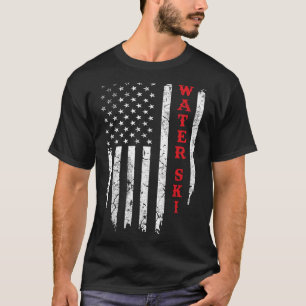 Water Ski Geteisterde Amerikaanse Vlag 4 juli Wate T-shirt