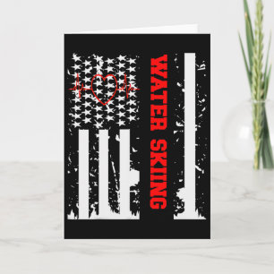 Water Ski-grafiek met vintage USA-vlag voor vrouw Kaart