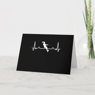 Water Ski Heartbeat Line Funny Gift Kaart