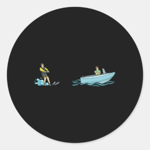 Water Ski Illustratie Waterski Liefde Skiën Ronde Sticker