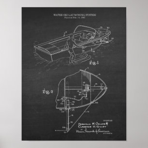Water Ski Patent nr. 3 Meerhuiswandkunst Poster