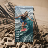 Water Skiën Blue Wave Beach Zomer Aangepaste Naam Strandlaken