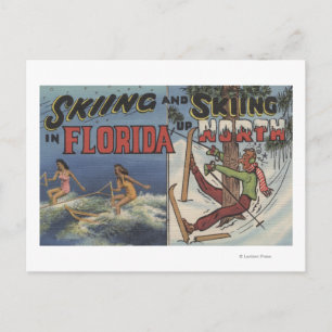 Water Skiën in Florida tegen sneeuw in het noorden Briefkaart