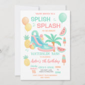 Water Slide Verjaardagsfeest Bash Uitnodiging (Voorkant)