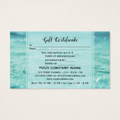 Water Sparkles Beauty Spa Gift Certificate Kaart (Achterkant)