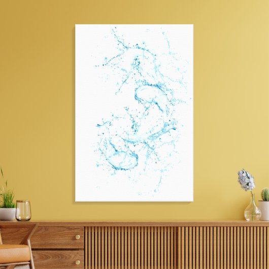 Water spettert als vissen yin yang blauw canvas afdruk (Insitu (Woonkamer))