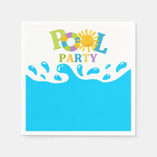 Water Splash Boy Pool Party Verjaardagspapier Serv Servetten (Voorkant)