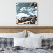 Water Splashing on Rocks Photo Canvas Afdruk (Insitu (Slaapkamer))