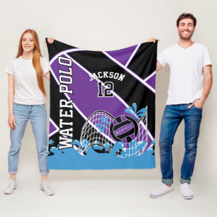Water 🤽 ♀️ Sport in Paars, zwart en wit Fleece Deken