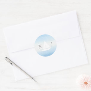Water Tegen Lucht Aquarel Bruiloft Ronde Sticker