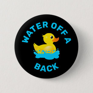 'Water van een eend's rug' Gele Rubber Duck Ronde Button 5,7 Cm