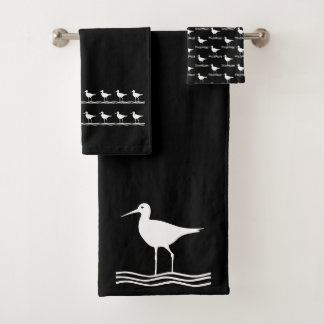 Water vogel Bad Zwart-witte handdoek set