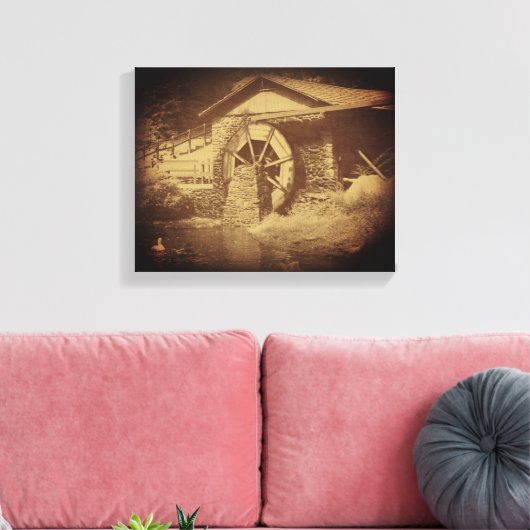 Water Wheel Duck Pond Canvas Afdruk (Insitu (Woonkamer))