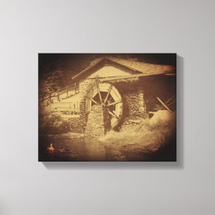 Water Wheel Duck Pond  Canvas Afdruk