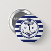 Wateranker Zeeblauw Stralen Ronde Button 5,7 Cm (Voorkant /achterkant)