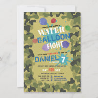 Waterballon Flight Camo Uitnodiging voor verjaarda