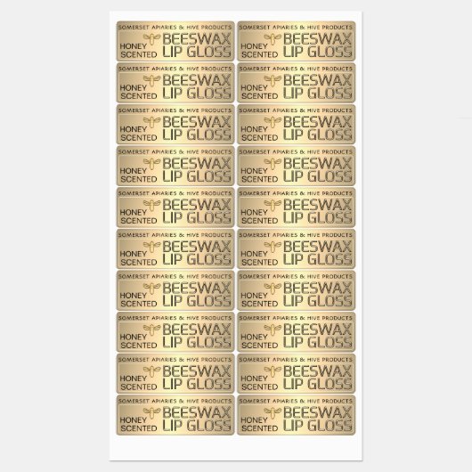 Waterbestendige bijenwas Lip Glanslabel met gouden Labels (Vel)