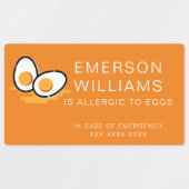 Waterbestendige eierallergie Alert Kindernaam Labels (Design 2)