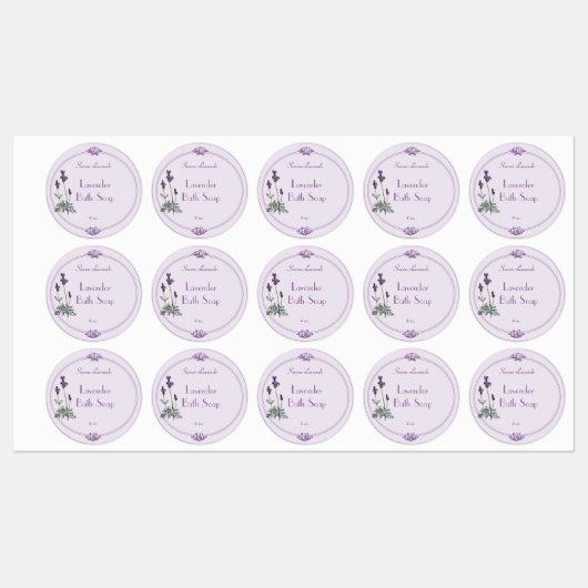 Waterbestendige lavendel Bath - zeep Label (Vel)
