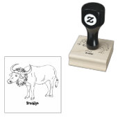 Waterbuffel met cartoon van bloemen rubberstempel (Gestempeld)
