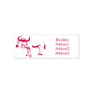 Waterbuffel met cartoon van bloemen  zelfinktende stempel