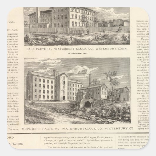 Waterbury Clock Company Vierkante Sticker (Voorkant)