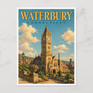 Waterbury Connecticut Klokkentoren GeoSaga Briefkaart