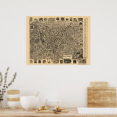 Waterbury, CT Panoramic Map - 1899 Poster (Keuken)