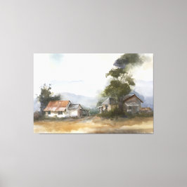 Waterccolor Landschap 1 Canvas Afdruk